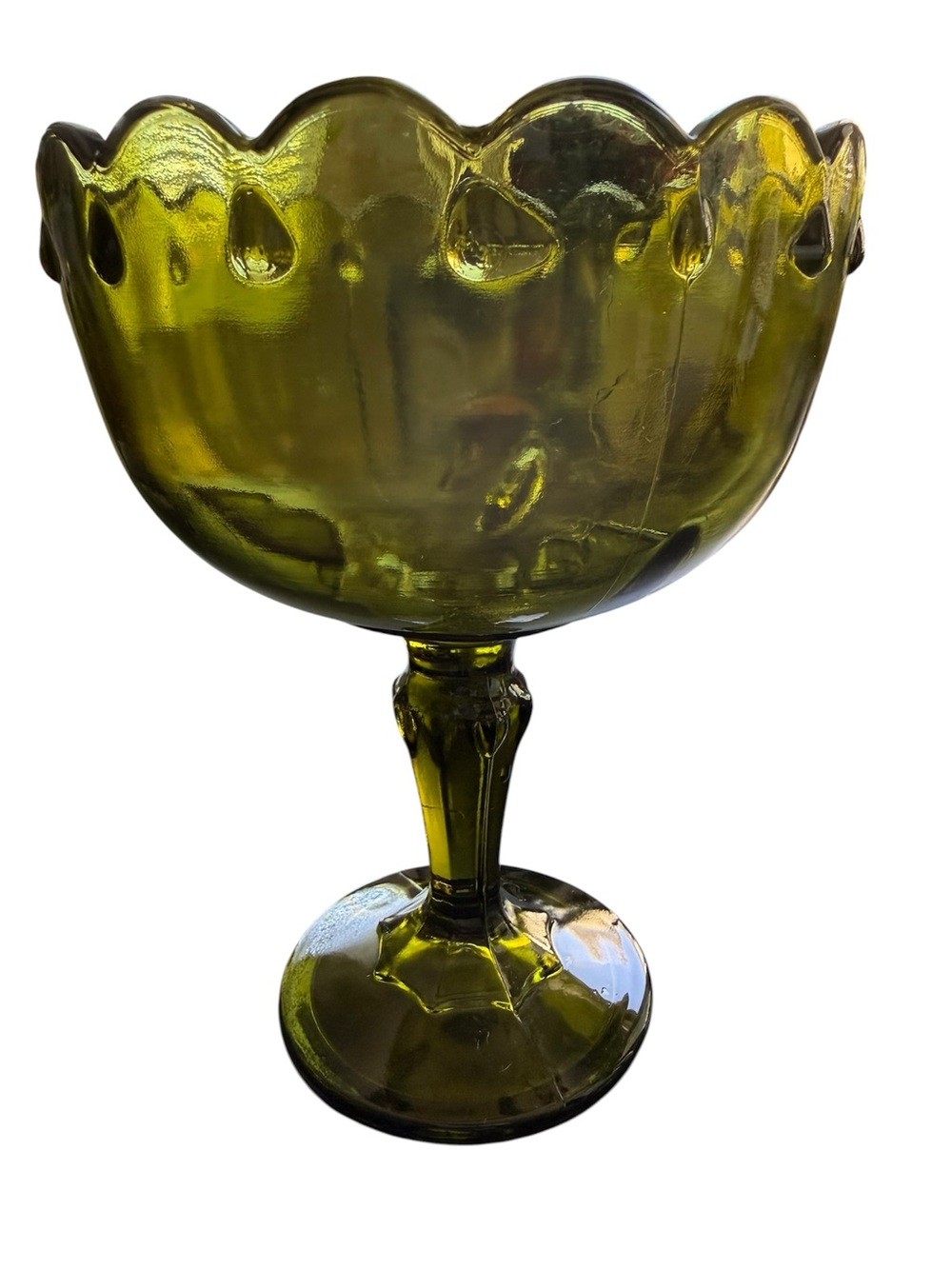 Antique Witch’s Altar Olive Green Glass Goblet  from Witch’s Estate Sale